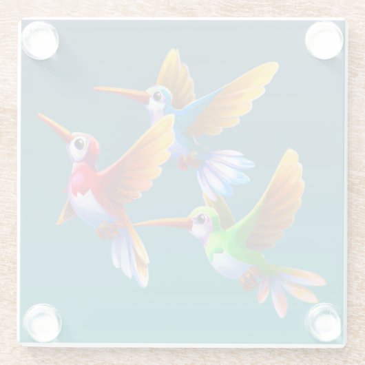 Farbenfrohe Vögel im Flug Glasuntersetzer (Rückseite)