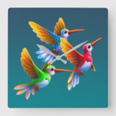 Farbenfrohe Vögel im Flug Quadratische Wanduhr (Vorderseite)