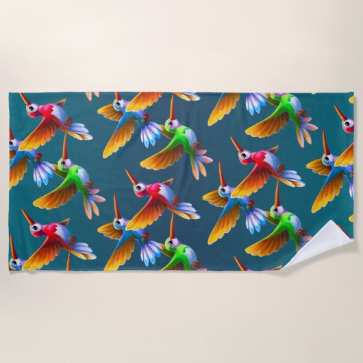 Farbenfrohe Vögel im Flug Strandtuch (Vorderseite)