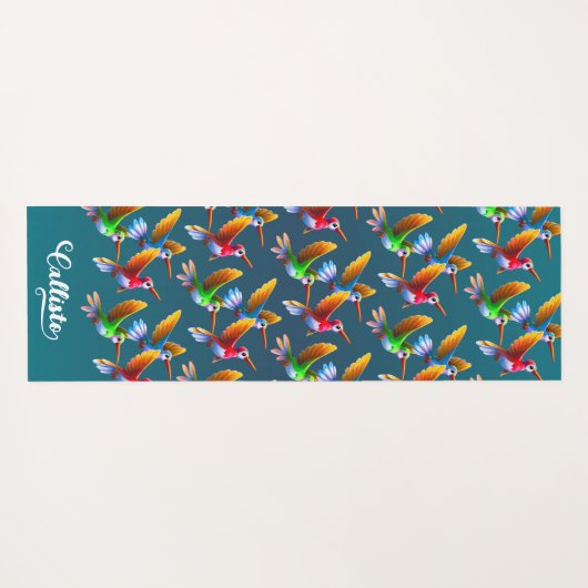 Farbenfrohe Vögel im Flug Yogamatte (Rückseite (Horizontal))