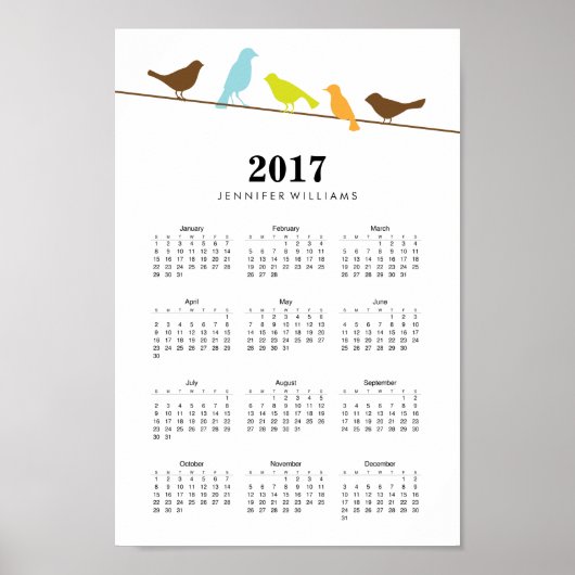 Farbenfrohe Vögel - Kalender 2017 Poster (Vorne)