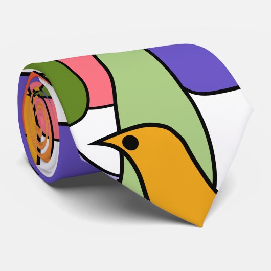 Farbenfrohe Vögel Krawatte (Gerollt)