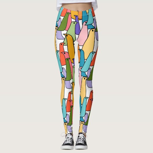 Farbenfrohe Vögel Leggings (Vorderseite)