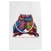 Farbenfrohe Vögel-Love Mittlere Geschenktüte (Vorderseite)