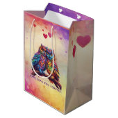 Farbenfrohe Vögel-Love Mittlere Geschenktüte (Rückseite Schrägansicht)