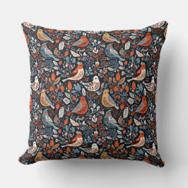 Farbenfrohe Vögel mit floralen Mustern Kissen