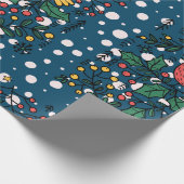 Farbenfrohe Vögel mit Vintagem Blumenmuster Geschenkpapier (Ecke)