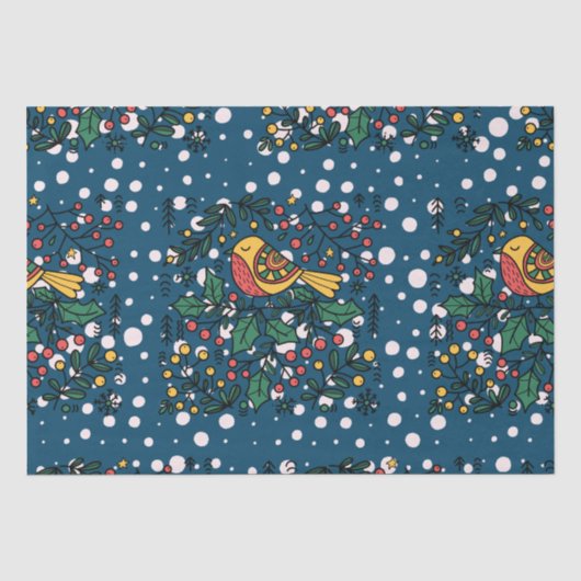 Farbenfrohe Vögel mit Vintagem Blumenmuster Seidenpapier (Vorderseite)