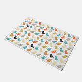 Farbenfrohe Vögel Mitte Jahrhundert Modernes Retro Fußmatte (Schrägansicht)