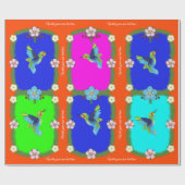 Farbenfrohe Vögel. Orange. Geschenkpapier (Flach)