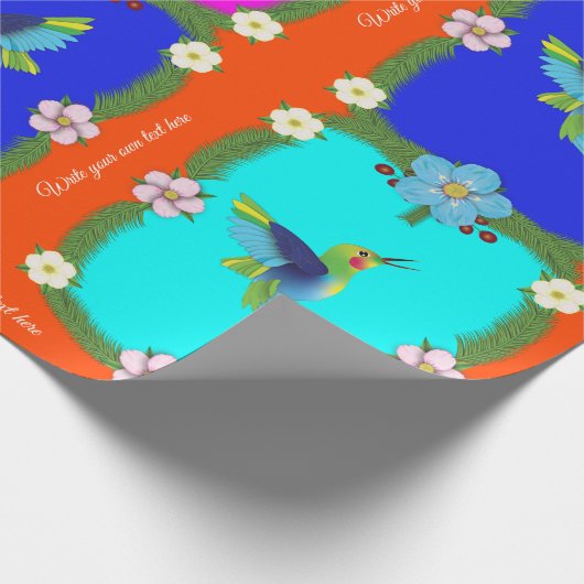 Farbenfrohe Vögel. Orange. Geschenkpapier (Ecke)