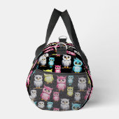 Farbenfrohe Vögel Schwarzes Hintergrundmuster Duffle Bag (Rechts)