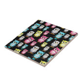 Farbenfrohe Vögel Schwarzes Hintergrundmuster Fliese (Seite)