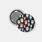 Farbenfrohe Vögel Schwarzes Hintergrundmuster Magnet (Vorderseite/Rückseite)