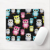 Farbenfrohe Vögel Schwarzes Hintergrundmuster Mousepad (Mit Mouse)