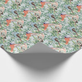 Farbenfrohe Vögel & Snowberen mit blauem Hintergru Geschenkpapier (Ecke)