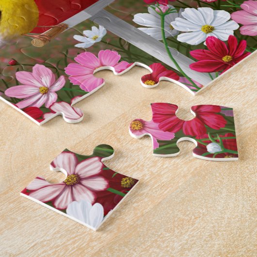 Farbenfrohe Vögel und Birthäuser Blumengarten Puzzle (Seite)
