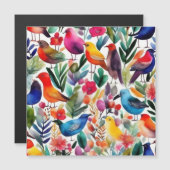 Farbenfrohe Vögel und Blume Einladung (Vorne/Hinten)