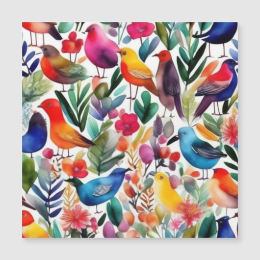Farbenfrohe Vögel und Blume Einladung (Vorderseite)
