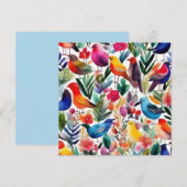 Farbenfrohe Vögel und Blume Einladung (Vorne/Hinten)