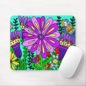 Farbenfrohe Vögel und Blume im Folk Art Style Mousepad (Mit Mouse)