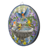 Farbenfrohe Vögel und Blütengarten für Vögel Dartscheibe (Vorderseite rechts)