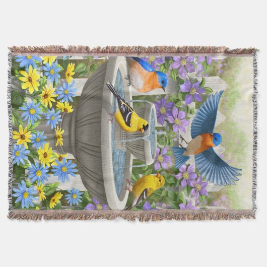 Farbenfrohe Vögel und Blütengarten für Vögel Decke (Vorderseite)