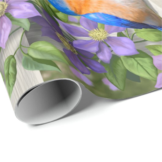 Farbenfrohe Vögel und Blütengarten für Vögel Geschenkpapier (Rolleneckpunkt)