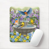 Farbenfrohe Vögel und Blütengarten für Vögel Mousepad (Mit Mouse)