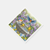 Farbenfrohe Vögel und Blütengarten für Vögel Serviette (Ecke)