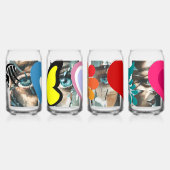 Farbenfrohe Vögel und Liebe Natürliches Trinkbehäl Dosenglas (Links)