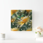 Farbenfrohe Vogel- und Milchfantasiekunst Quadratische Wanduhr (Zuhause)