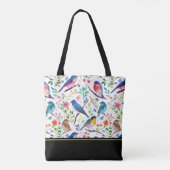 Farbenfrohe Vögel & verspieltes Blumenmuster Tasche (Rückseite)