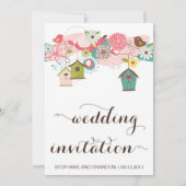 Farbenfrohe Vögel & Vogelhäuser Einladung zur Hoch (Rückseite)