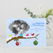 Farbenfrohe Vögel Weihnachtsfotokarte Feiertagskarte (Stehend Vorderseite)