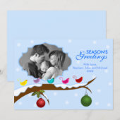 Farbenfrohe Vögel Weihnachtsfotokarte Feiertagskarte (Vorne/Hinten)