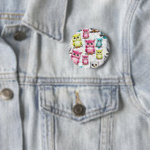 Farbenfrohe Vögel Weißes Hintergrundmuster Button (Beispiel)