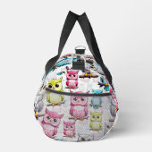 Farbenfrohe Vögel Weißes Hintergrundmuster Duffle Bag (Rechts)