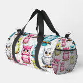 Farbenfrohe Vögel Weißes Hintergrundmuster Duffle Bag (Rechte Ecke)