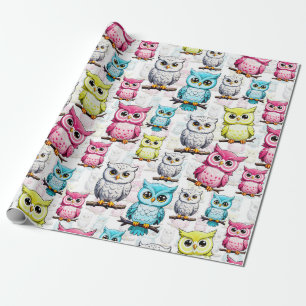 Farbenfrohe Vögel Weißes Hintergrundmuster Geschenkpapier