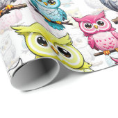 Farbenfrohe Vögel Weißes Hintergrundmuster Geschenkpapier (Rolleneckpunkt)