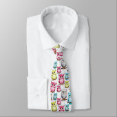 Farbenfrohe Vögel Weißes Hintergrundmuster Krawatte (Gebunden)