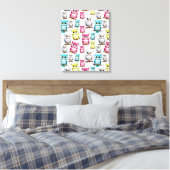 Farbenfrohe Vögel Weißes Hintergrundmuster Leinwanddruck (Insitu (Schlafzimmer))