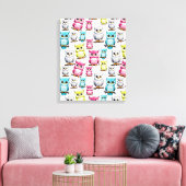 Farbenfrohe Vögel Weißes Hintergrundmuster Leinwanddruck (Insitu (Wohnzimmer))