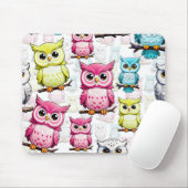Farbenfrohe Vögel Weißes Hintergrundmuster Mousepad (Mit Mouse)