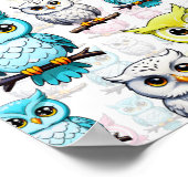 Farbenfrohe Vögel Weißes Hintergrundmuster Poster (Ecke)