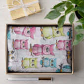 Farbenfrohe Vögel Weißes Hintergrundmuster Seidenpapier (Geschenk)