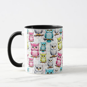 Farbenfrohe Vögel Weißes Hintergrundmuster Tasse