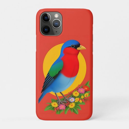 Farbenfrohe Vogeldarstellung mit floralem Hintergr Case-Mate iPhone Hülle (Rückseite)