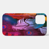 Farbenfrohe Vogelfedern Peacock Case-Mate iPhone Hülle (Rückseite (Horizontal))